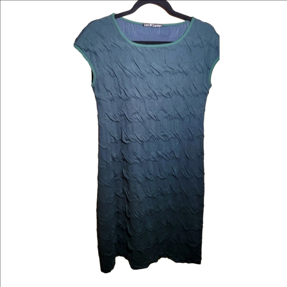 Lux & Luster by Debbie cham medium hunter green simple elegant rushed midi dress